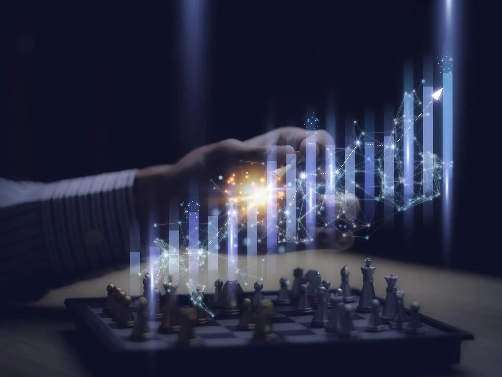 Businessman playing chess think problem solving business competition planning teamworkInternational chess ideas and competition and strategy